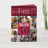 バモダンーガンディピンクレッド12フォト誕生日 カード (正面)