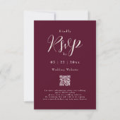 バモダンーグンディエレガントスクリプトQRコー結婚ド 出欠カード (正面)