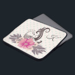 バモダンードアンドフローラダテモノグラムの ラップトップスリーブ<br><div class="desc">パステルモダンパテの背景に鳥と花のアート。エレガントモノグラム</div>