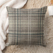 バモダンー素朴ラップ格子黒 クッション (ブランケット)