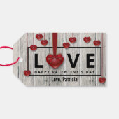 バモダン素朴ンタインの愛赤いハートウッド ギフトタグ (裏面横)