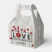 バモダン素朴ンタインの木の愛の赤いハート フェイバーボックス (裏面サイド)