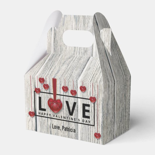 バモダン素朴ンタインの木の愛の赤いハート フェイバーボックス (裏面サイド)
