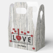 バモダン素朴ンタインの木の愛の赤いハート フェイバーボックス (オープン)