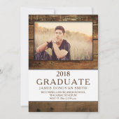 バユニセックスン素朴ウッドフォト卒業垂直 案内状 (正面)