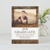 バユニセックスン素朴ウッドフォト卒業垂直 案内状 (スタンド正面)