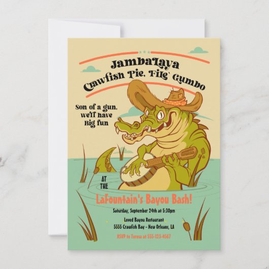 バユーケージャンアリゲーターパーティの招待状 招待状 (正面)