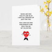 バラおもしろいは赤い詩のバレンタインデーのガールフレンド カード (黄色い花)