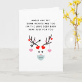 バラおもしろいは赤い詩のマスク鹿バレンタイン日 カード (黄色い花)