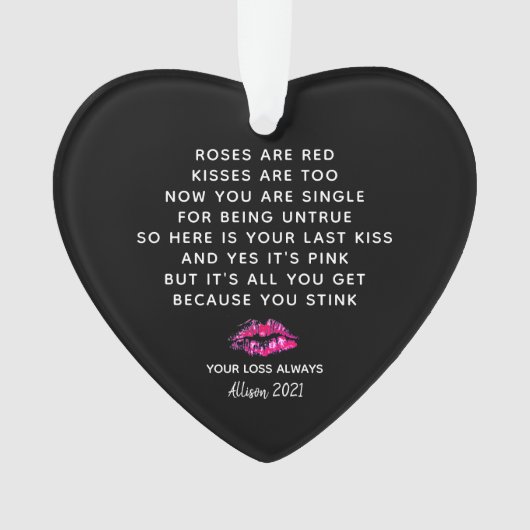 バラおもしろいは赤い詩ボーイフレンド別れの名前 オーナメント (正面)