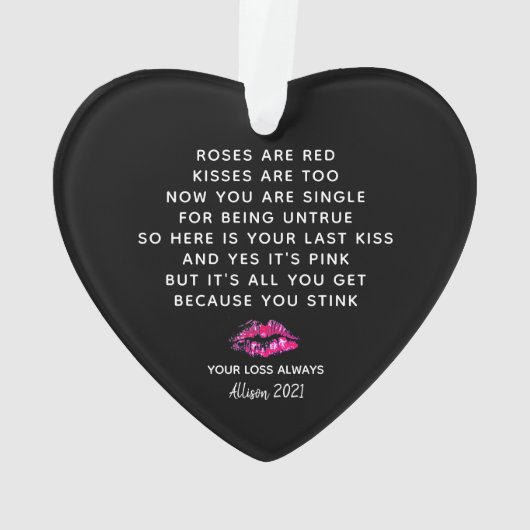 バラおもしろいは赤い詩ボーイフレンド別れの名前 オーナメント (裏面)