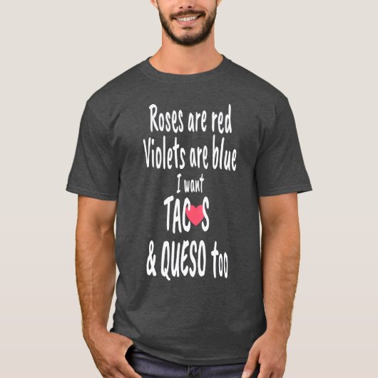 バラおもしろいは赤タコスとケソのフード恋人である Tシャツ (正面)