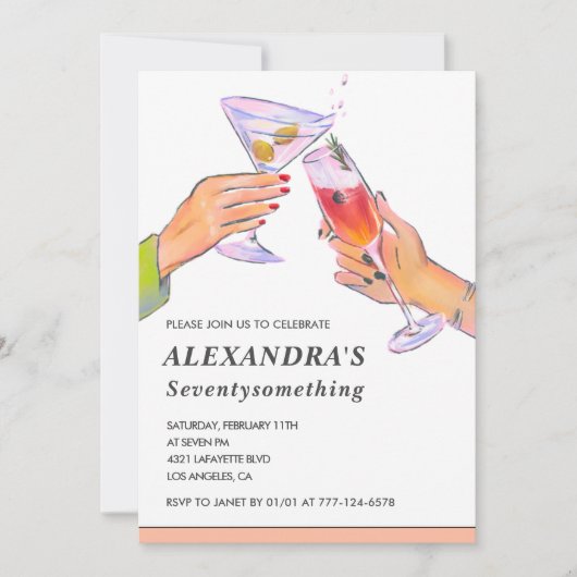 バラおもしろい金ゴールドカクテルシャンパン78歳の誕生日 招待状 (正面)