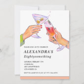 バラおもしろい金ゴールドカクテルシャンパン82歳 招待状 (正面)