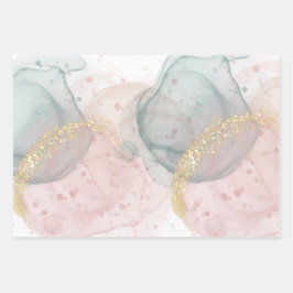 バラおよびグリーン包装紙シート ラッピングペーパーシート