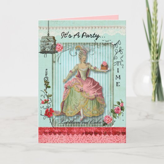 バラおよびケーキの招待状カード 招待状 (正面)