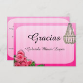 バラおよびシャンデリアのキンセアニェラのサンキューカード サンキューカード (正面/裏面)