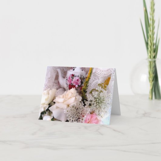 バラおよびティーポット カード (正面)