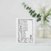 バラおよび日曜日のアールヌーボーの女性 名刺 (スタンド正面)