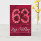 バラおよび葉が付いている第63バースデー・カード カード (黄色い花)