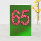 バラおよび葉が付いている第65バースデー・カード カード (黄色い花)