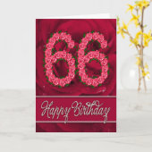 バラおよび葉が付いている第66バースデー・カード カード (黄色い花)