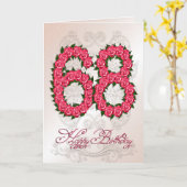 バラおよび葉が付いている第68バースデー・カード カード (黄色い花)