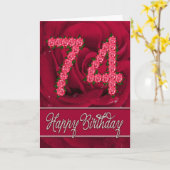 バラおよび葉が付いている第74バースデー・カード カード (黄色い花)