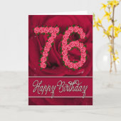 バラおよび葉が付いている第76バースデー・カード カード (黄色い花)