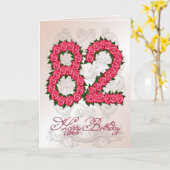 バラおよび葉が付いている第82バースデー・カード カード (黄色い花)