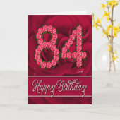 バラおよび葉が付いている第84バースデー・カード カード (黄色い花)