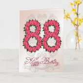 バラおよび葉が付いている第88バースデー・カード カード (黄色い花)