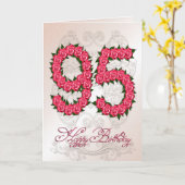 バラおよび葉が付いている第95バースデー・カード カード (黄色い花)