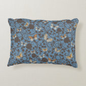 バラおよび蝶が付いているパターン アクセントクッション (裏面)