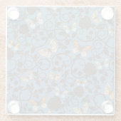 バラおよび蝶が付いているパターン ガラスコースター (裏面)