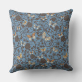 バラおよび蝶が付いているパターン クッション (裏面)