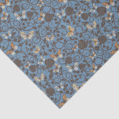 バラおよび蝶が付いているパターン 薄葉紙 (詳細)