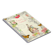 バラおよび蝶が付いているヴィンテージのノート ノートブック (右側)