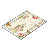 バラおよび蝶が付いているヴィンテージのノート ノートブック (左側)