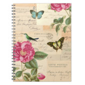 バラおよび蝶が付いているヴィンテージの花のノート ノートブック (正面)