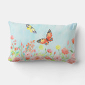 バラおよび蝶水彩画の枕クッション クッション (裏面)