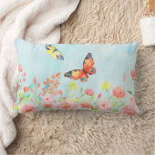 バラおよび蝶水彩画の枕クッション クッション (ブランケット)