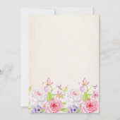 バラおよび金ゴールド紙吹雪結婚フローラ 招待状 (裏面)