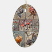 バラお尻コラージュ セラミックオーナメント (左)