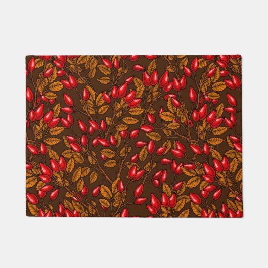 バラお尻、茶色と赤 ドアマット (正面)