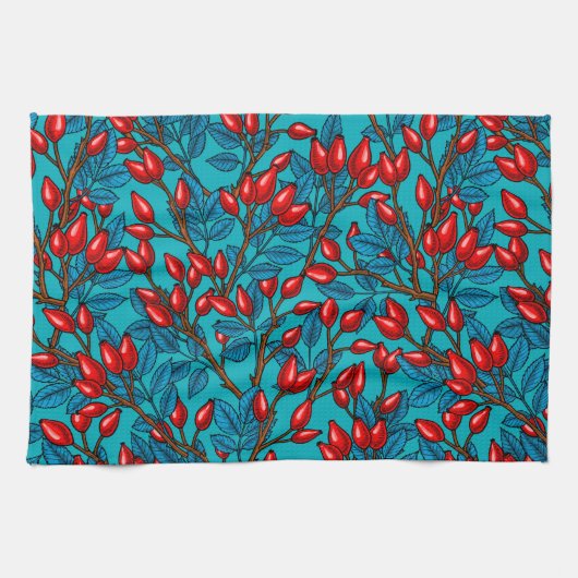 バラお尻、赤と青 キッチンタオル (横)