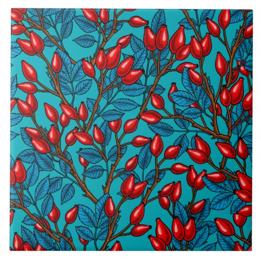 バラお尻、赤と青 タイル (正面)