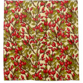 バラお尻、赤、緑、黄 シャワーカーテン (正面)