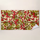 バラお尻、赤、緑、黄 ビーチタオル (正面)