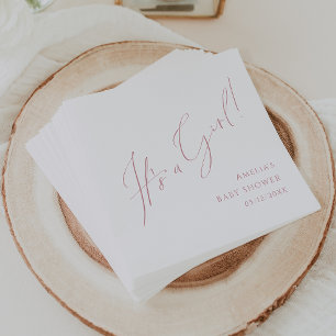 バラお洒落スクリプト女の子の赤ちゃんシャワー スタンダードカクテルナプキン